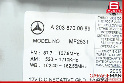 05-07 Mercedes W203 C230 Radio Stereo Audio CD Player Head Unit AM FM MF2531 OEM