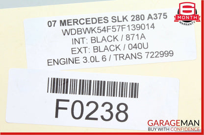 05-08 Mercedes R171 SLK280 Front Right Side Seatbelt Seat Belt Retractor Black