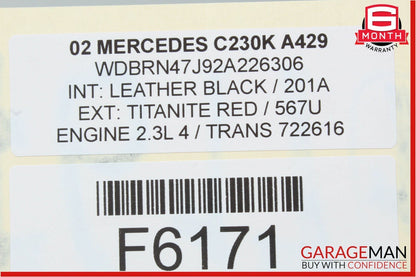 02-05 Mercedes W203 C230 Coupe Right Side Rocker Skirt Moulding Titanite Red OEM