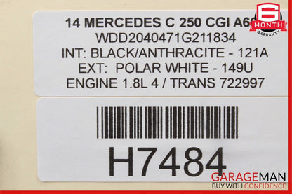 08-14 Mercedes W204 C250 C300 Rear Overhead Dome Light Reading Map Lamp Black