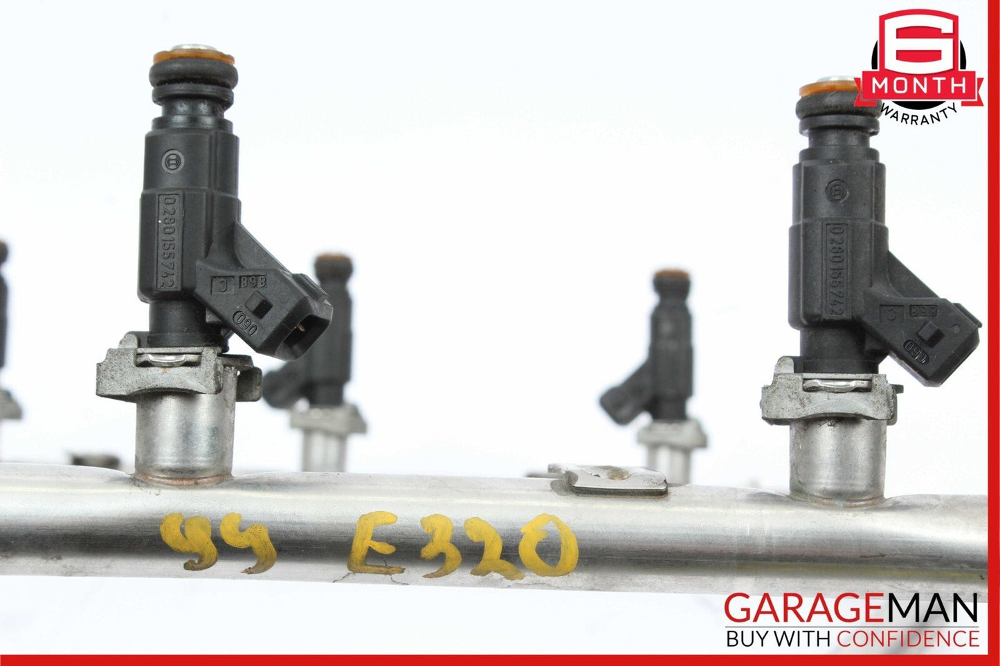 98-00 Mercedes W210 E320 CLK320 Fuel Injector Injection Rail w/ Fuel Injectors