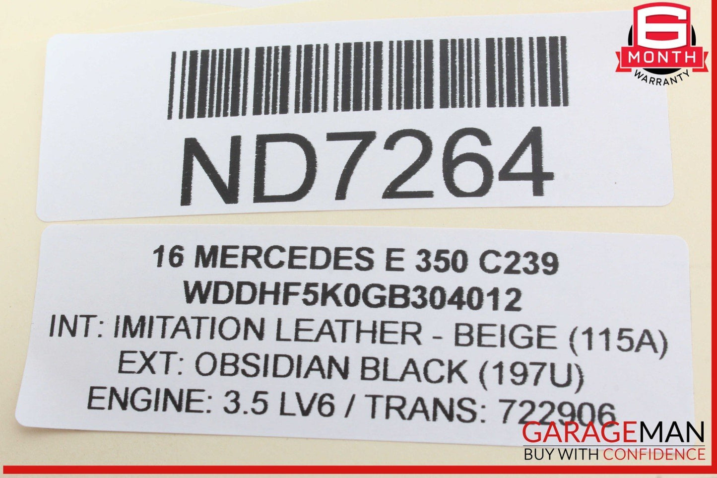 14-16 Mercedes W212 E350 E63 Rear Left Side Inner Taillight Tail Light Lamp OEM