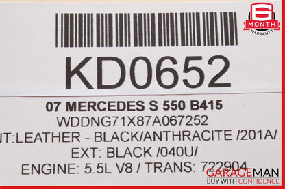 07-09 Mercedes W221 S550 S600 Rear Right / Left Side Overhead Vanity Mirror Gray