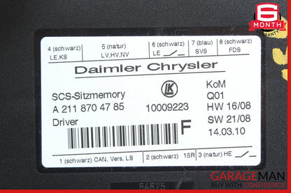 06-12 Mercedes W164 ML550 R350 GL450 Front Left / Right Side Seat Control Module