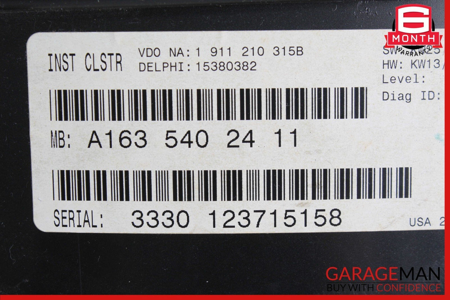 00-03 Mercede W163 ML55 AMG Instrument Cluster Speedometer 1635402411 OEM