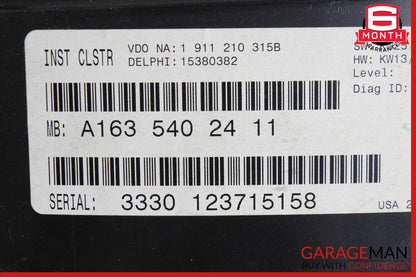 00-03 Mercede W163 ML55 AMG Instrument Cluster Speedometer 1635402411 OEM
