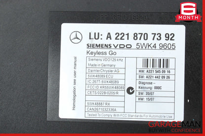 07-14 Mercedes W221 S550 CL550 Keyless Go Control Controller Module Unit