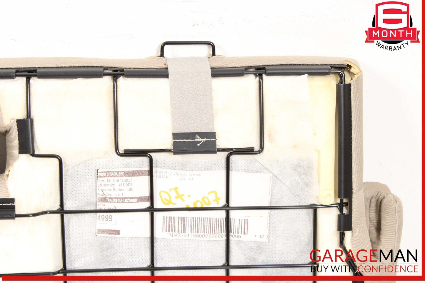 07-15 Audi Q7 Rear 3rd Row Lower Seat Bench Cushion Cover OEM