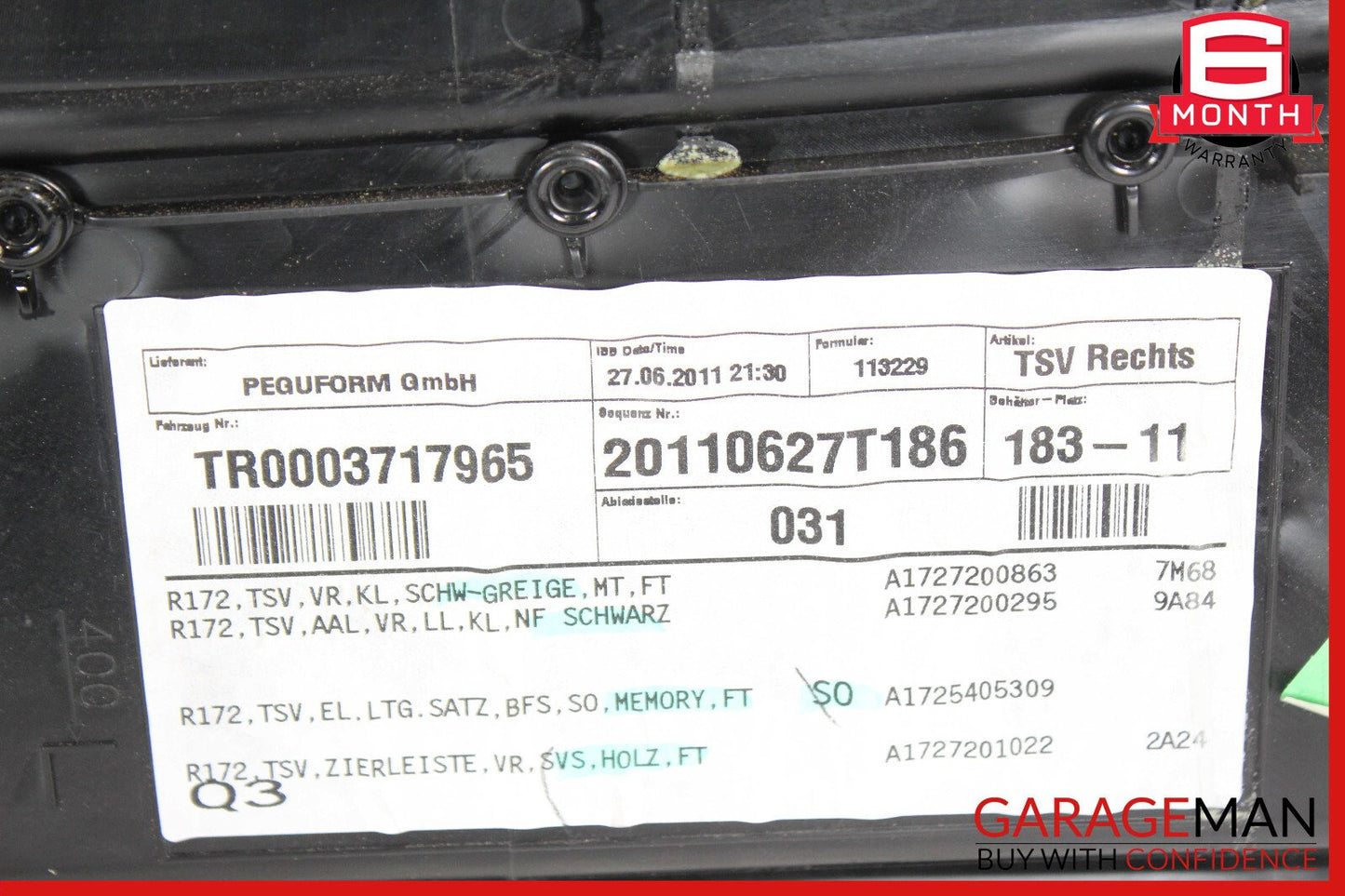 12-16 Mercedes R172 SLK350 SLK200 Front Right Interior Door Panel OEM