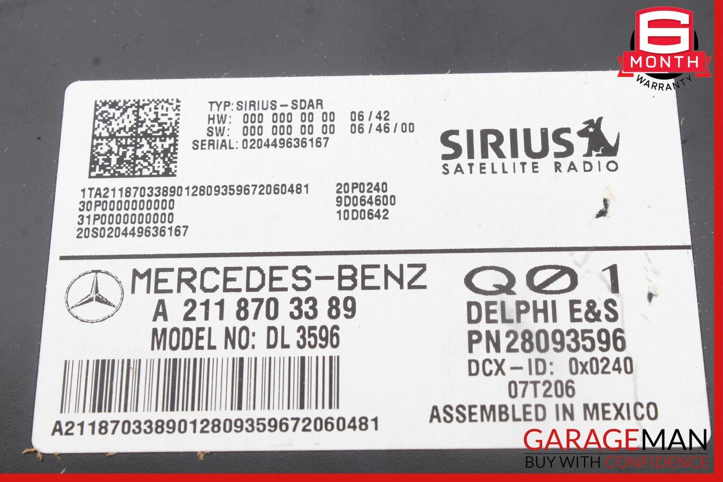 Mercedes W211 E350 ML350 R350 GL450 Sirius Satellite Radio Receiver Module OEM