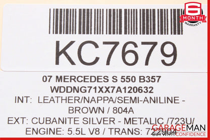 07-13 Mercedes W221 S550 S600 S450 Rear Upper Overhead Vanity Mirror Brown