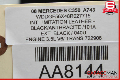 08-11 Mercedes W204 C350 Rear Right Passenger Interior Door Panel Trim Black OEM