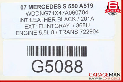 07-13 Mercedes W221 S550 S63 AMG Rear Trunk Lid Deck Shell Panel Cover Flintgray