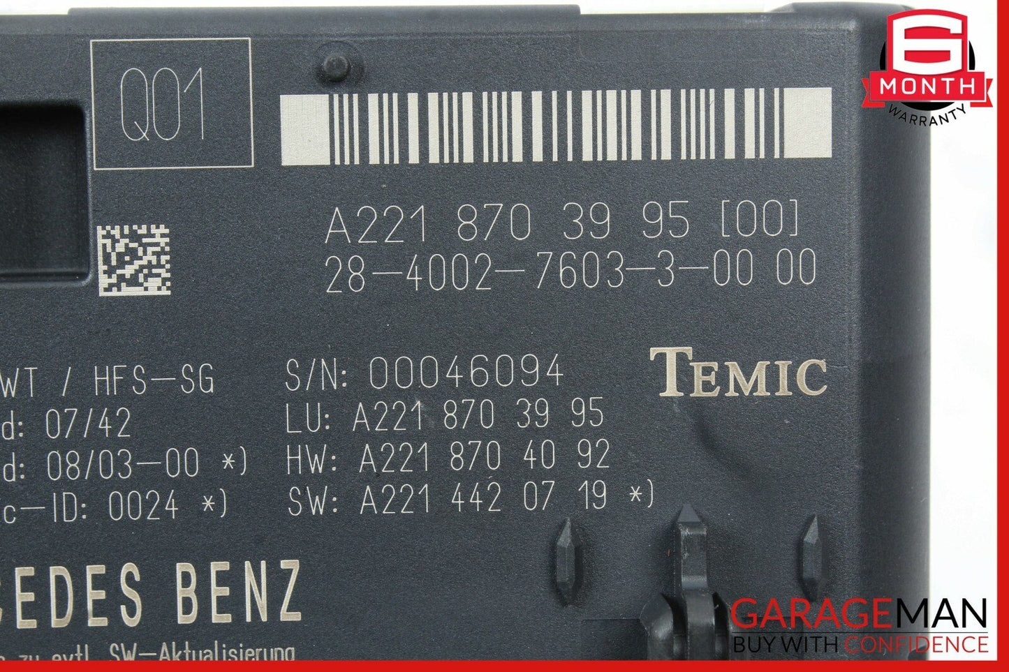 07-14 Mercedes W216 CL550 S550 Trunk Release Remote Open Close Module Unit OEM