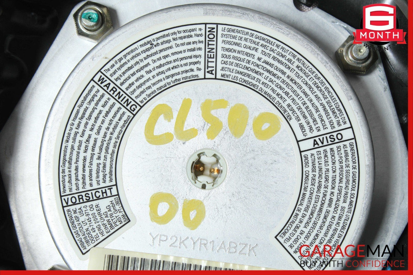00-02 Mercedes CL500 S430 CL55 AMG Steering Wheel Air Bag Airbag SRS Black