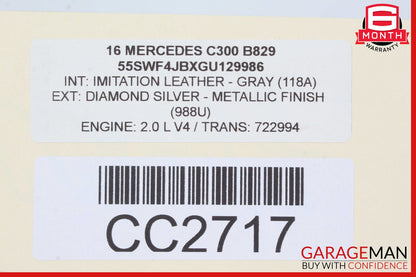 15-17 Mercedes W205 C300 C350e Top Upper Seat Cushion Front Right or Left Side