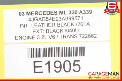 98-05 Mercedes W163 ML320 ML500 Rear Right Side Quarter Window Regulator Motor