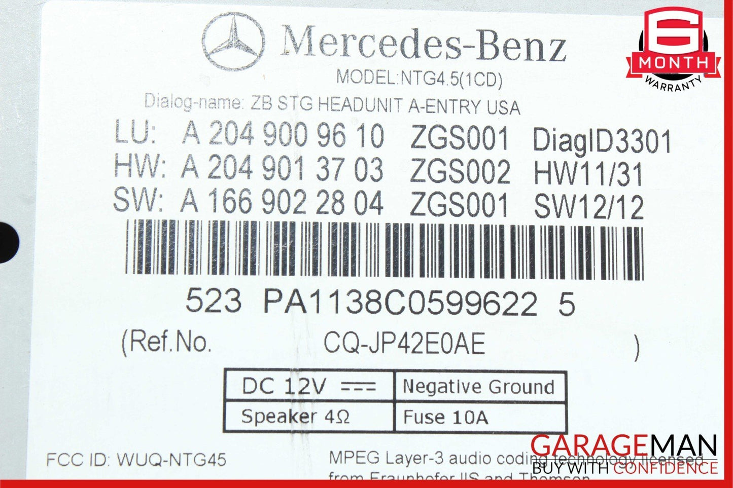 12-15 Mercedes W204 C250 C300 Navigation Command Head Unit CD Audio OEM