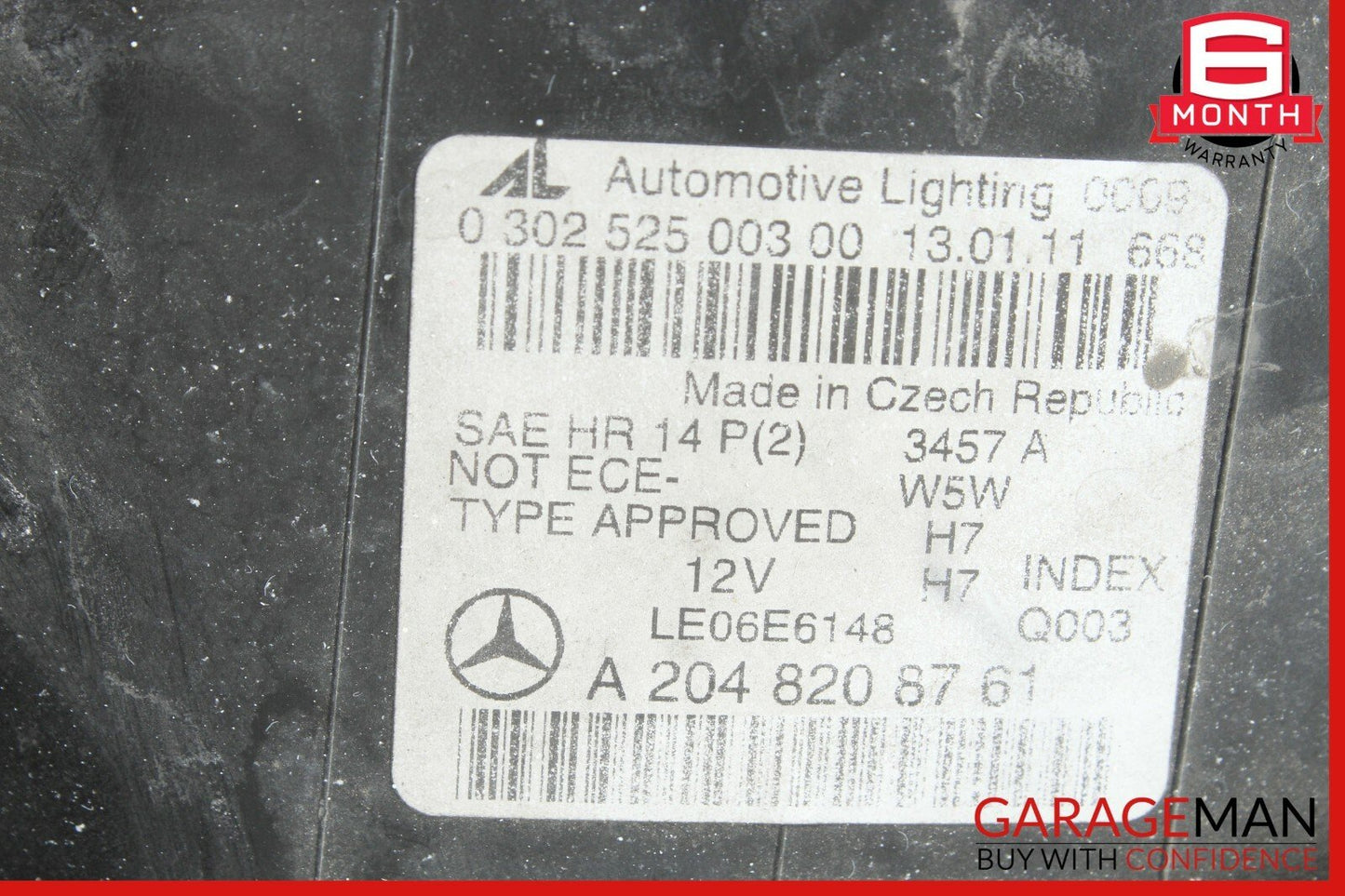 08-11 Mercedes W204 C300 Front Left Side Headlight Head Light Lamp Halogen OEM
