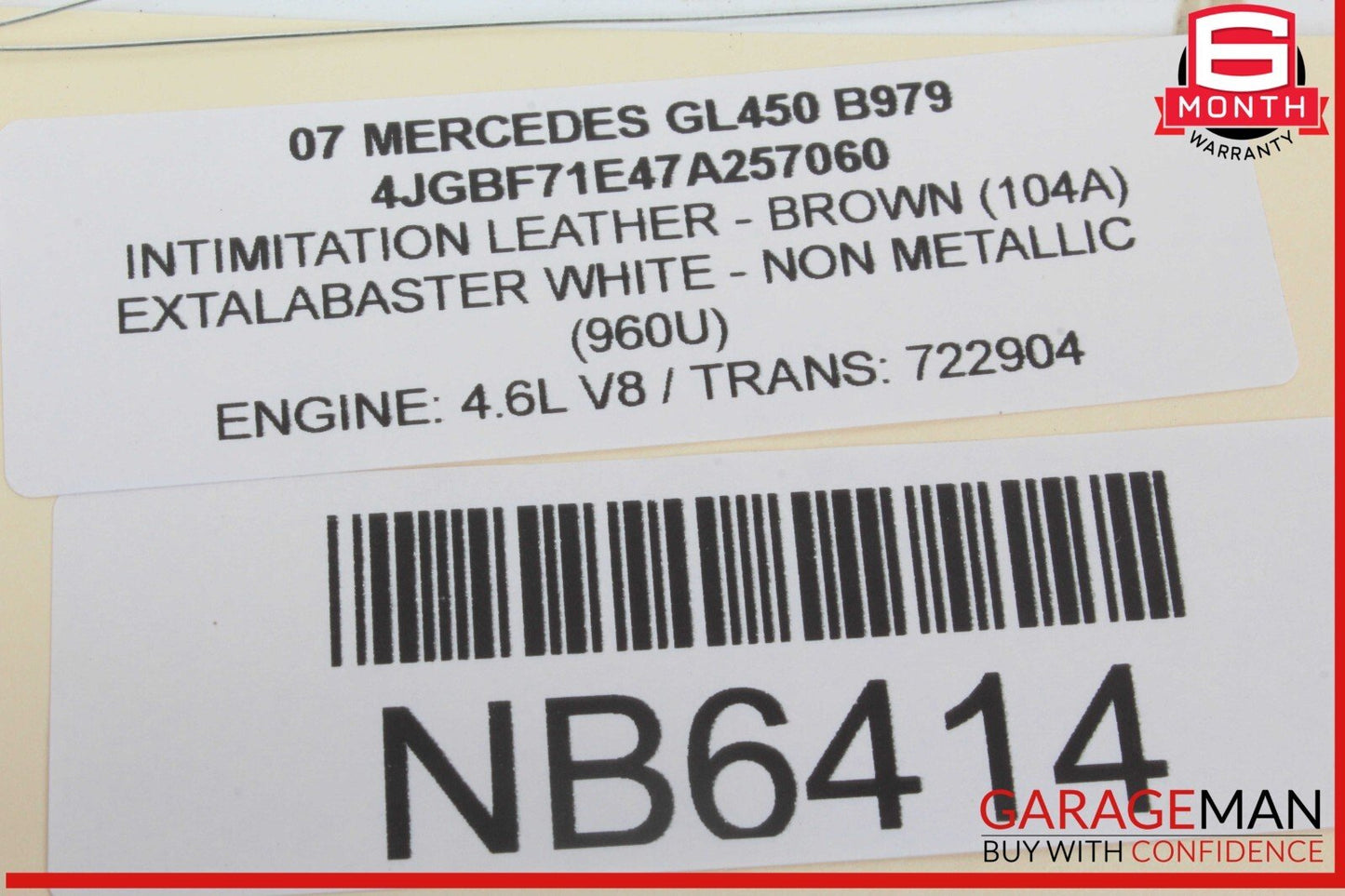 07-12 Mercedes X164 GL450 GL550 3rd Row Rear Left Seatbelt Retractor Brown OEM