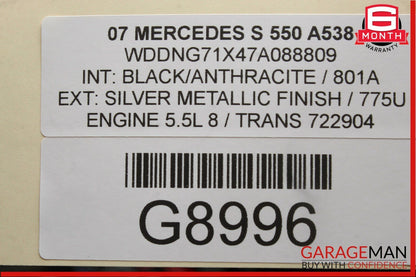 07-13 Mercedes W221 S350 S550 Rear Right Keyless Go Door Lock Latch Actuator
