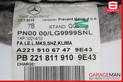 10-13 Mercedes W221 S550 Front Left Side Top Upper Seat Cushion OEM