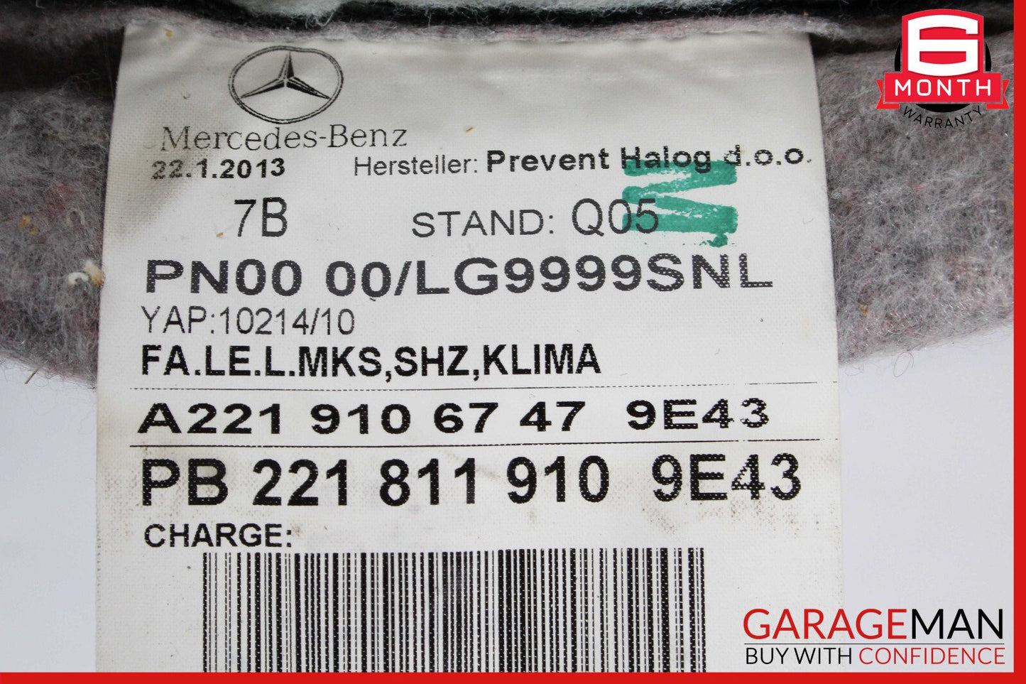10-13 Mercedes W221 S550 Front Left Side Top Upper Seat Cushion OEM