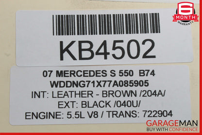 07-09 Mercedes W221 S550 S600 Rear Bumper Parktronic Wire Harness Cable OEM