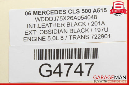03-11 Mercedes W219 CLS500 E500 Rear Upper Overhead Dome Light Reading Map Grey