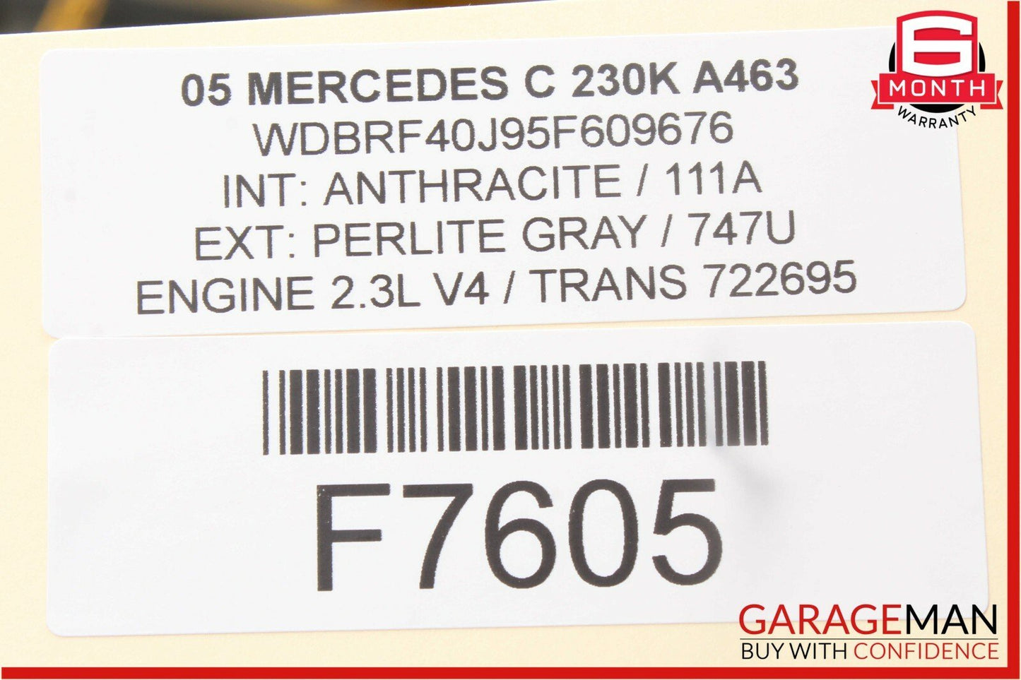 05-07 Mercedes W203 C230 C320 C350 Front Right Exterior Door Handle Perlite Grey