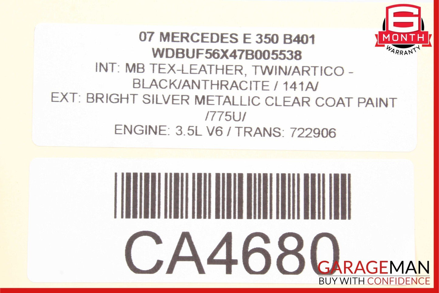 07-09 Mercedes W211 E350 E550 Interior Upper Rear View Mirror Gray 2118110107