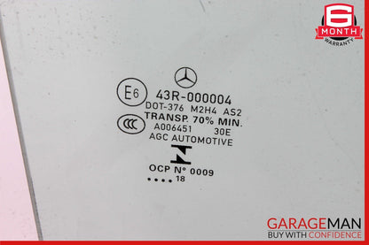 15-20 Mercedes W205 C300 C350e C400 Rear Right Side Door Window Glass Clear