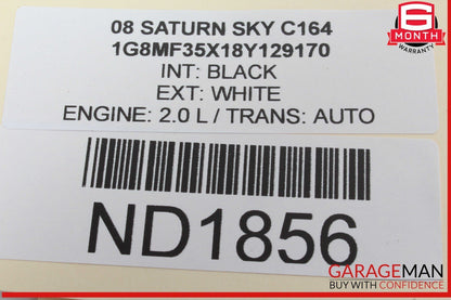 07-10 Saturn Sky Front Right Passenger Side Door Rear View Mirror White 25852609