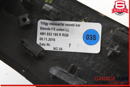 17-19 Audi Q7 Front Dash Trim w/ Head Light Lamp Control Switch 4M1853189R OEM
