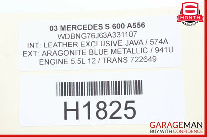 00-06 Mercedes W220 S430 S500 S600 Left Rocker Panel Side Skirt Molding Blue OEM