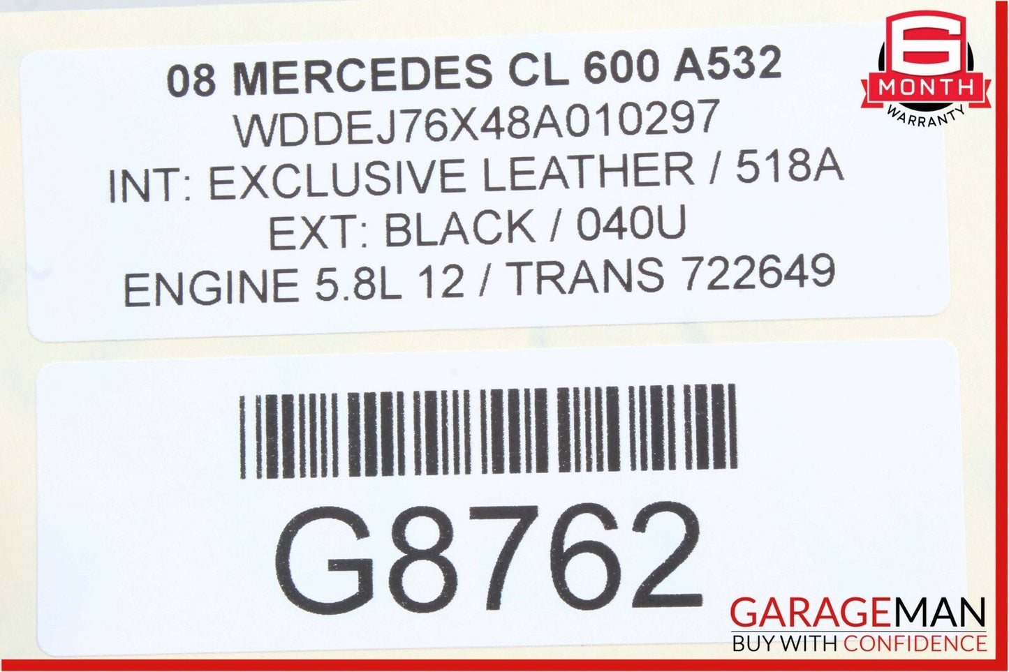 03-12 Mercedes W221 S600 SL600 CL600 Left Engine Cylinder Head Assembly OEM
