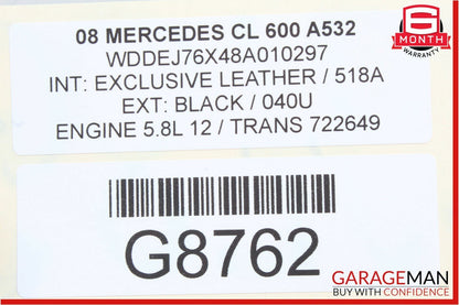 03-12 Mercedes W221 S600 SL600 CL600 Left Engine Cylinder Head Assembly OEM