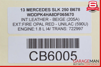 12-16 Mercedes R172 SLK350 SLK250 SLK55 AMG Rear Fuse Relay Box Module Assy