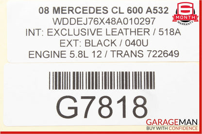 07-14 Mercedes W221 S550 CL550 CL600 Rear Trunk Lid Lock Latch Cylinder OEM