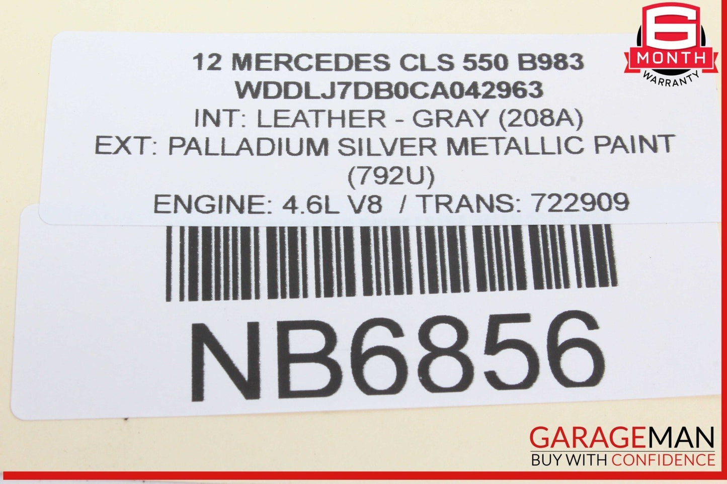 10-16 Mercedes W218 CLS550 E350 C250 Top Upper Interior Rear View Mirror OEM