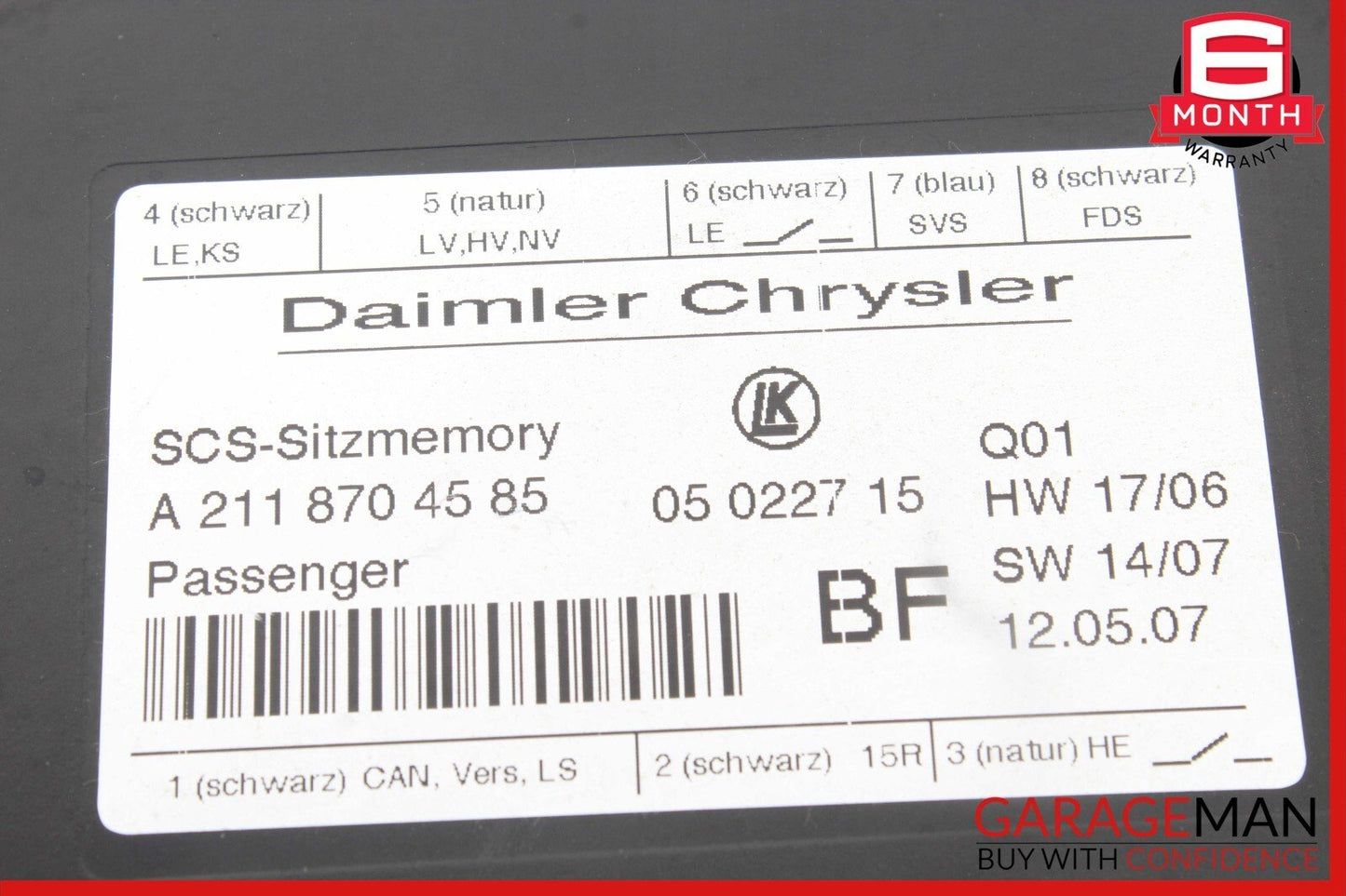 06-09 Mercedes W211 E550 CLS500 Seat Control Module Front Right Passenger OEM