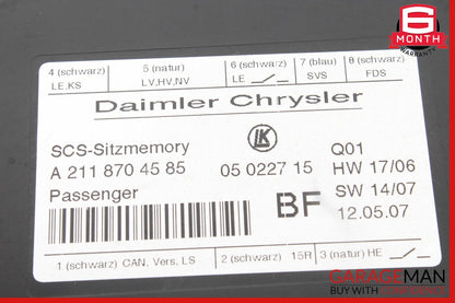 06-09 Mercedes W211 E550 CLS500 Seat Control Module Front Right Passenger OEM