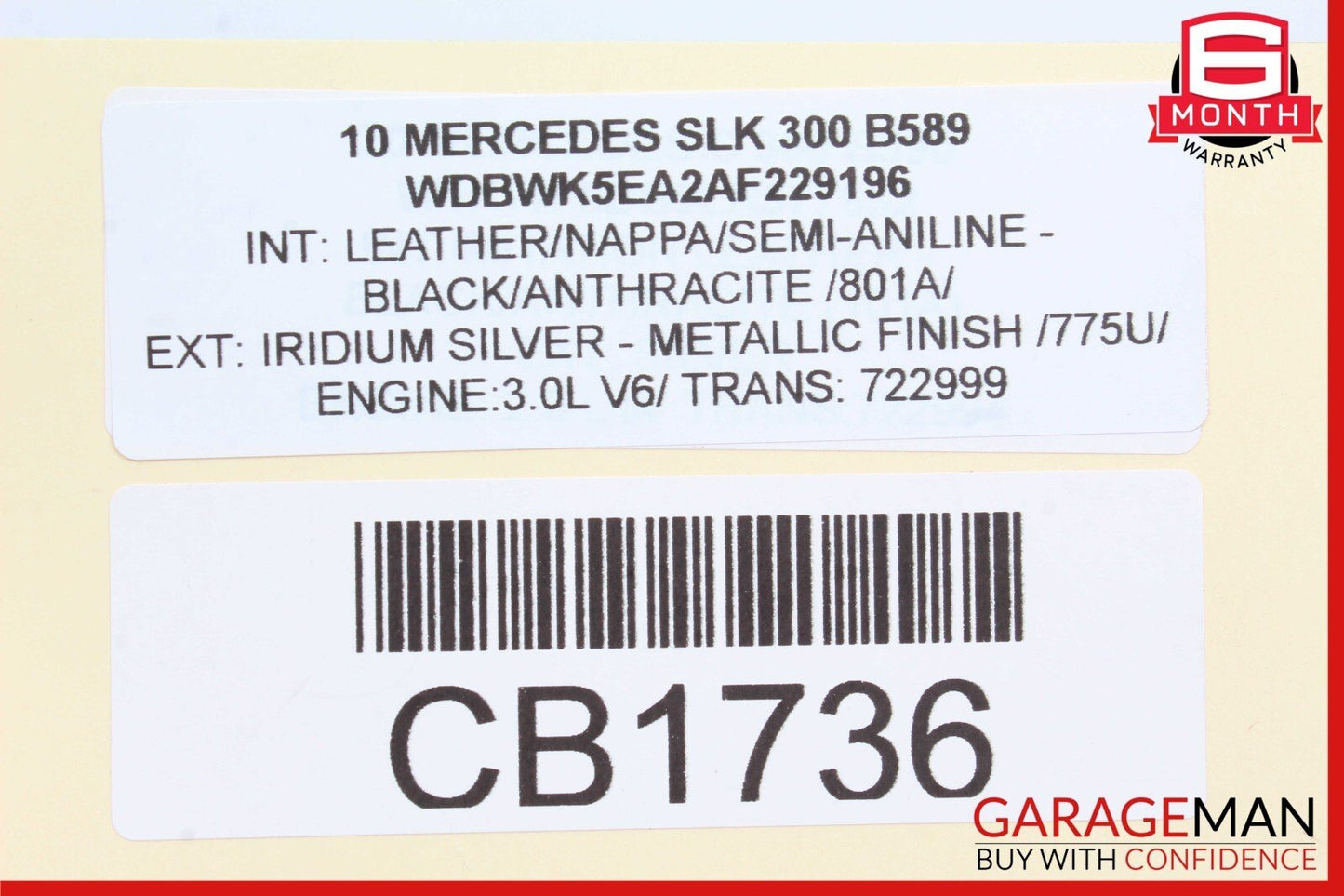 05-11 Mercedes R171 SLK300 SLK280 Rear Left or Right Axle CV Half Shaft OEM