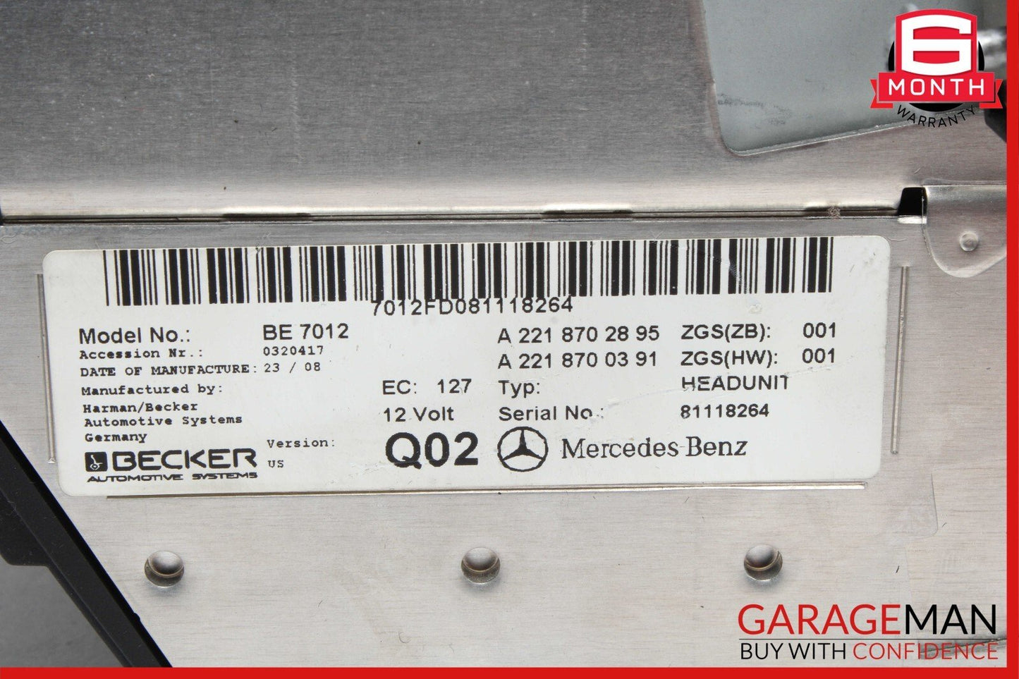 07-09 Mercedes W221 S550 S450 S63 Navigation Head Unit Command CD Audio Player