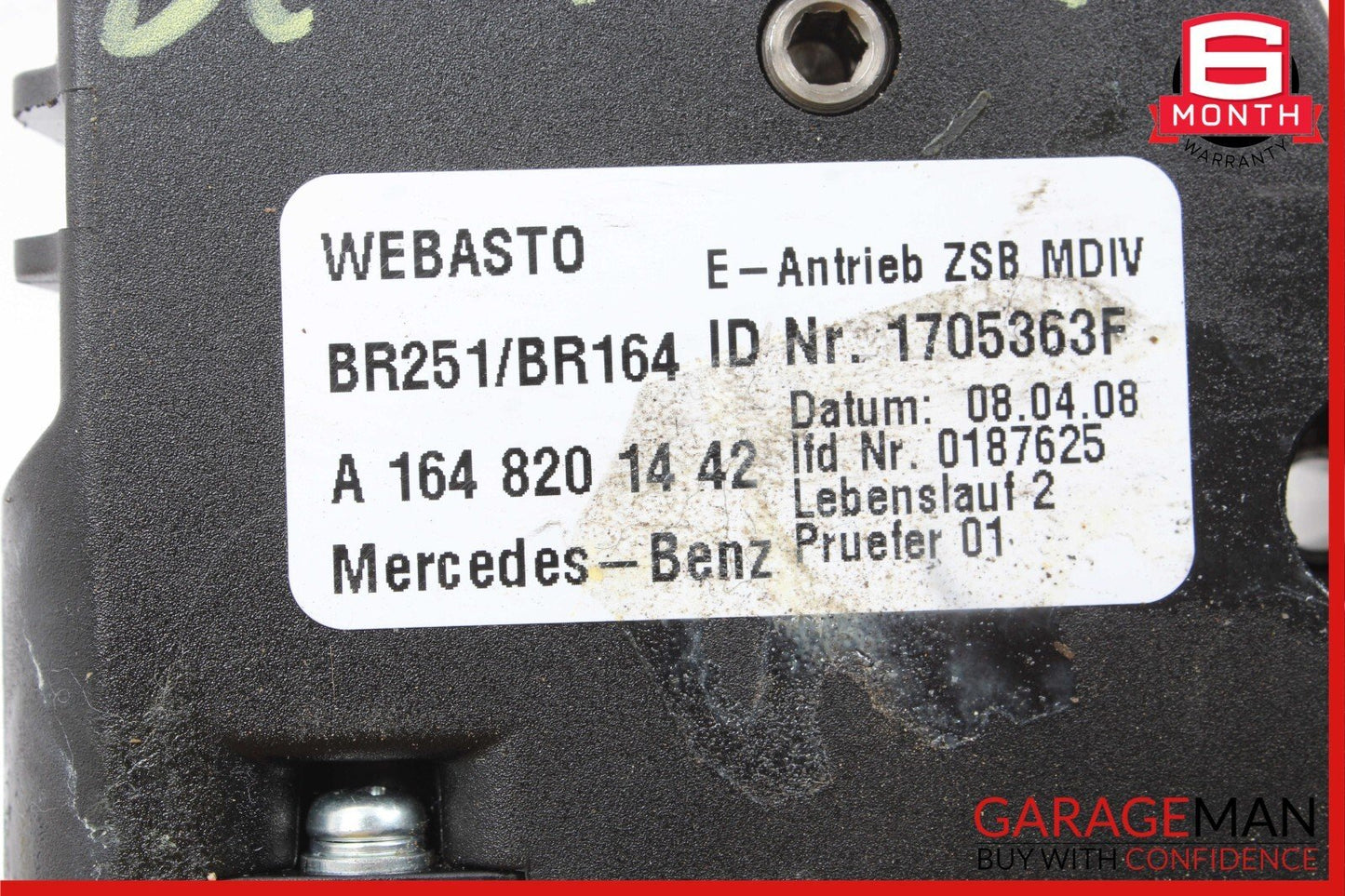 06-13 Mercedes W251 R350 GL450 ML350 Panoramic Sunroof Sun Roof Motor 1648201442