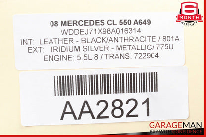 07-14 Mercedes W216 CL550 Front Right Side Top Upper Seat Cushion Black
