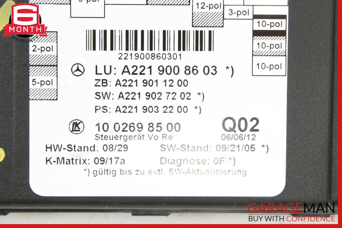 10-13 Mercedes W221 S550 Front Right Passenger Side Door Control Module Q02 OEM