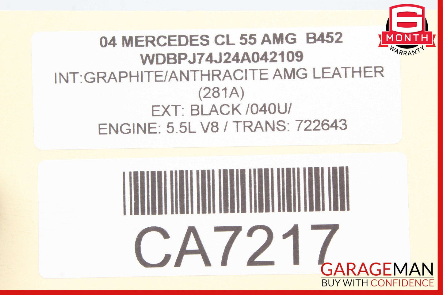 00-06 Mercedes W215 CL55 Left Driver Intake Camshaft Cylinder Head OEM