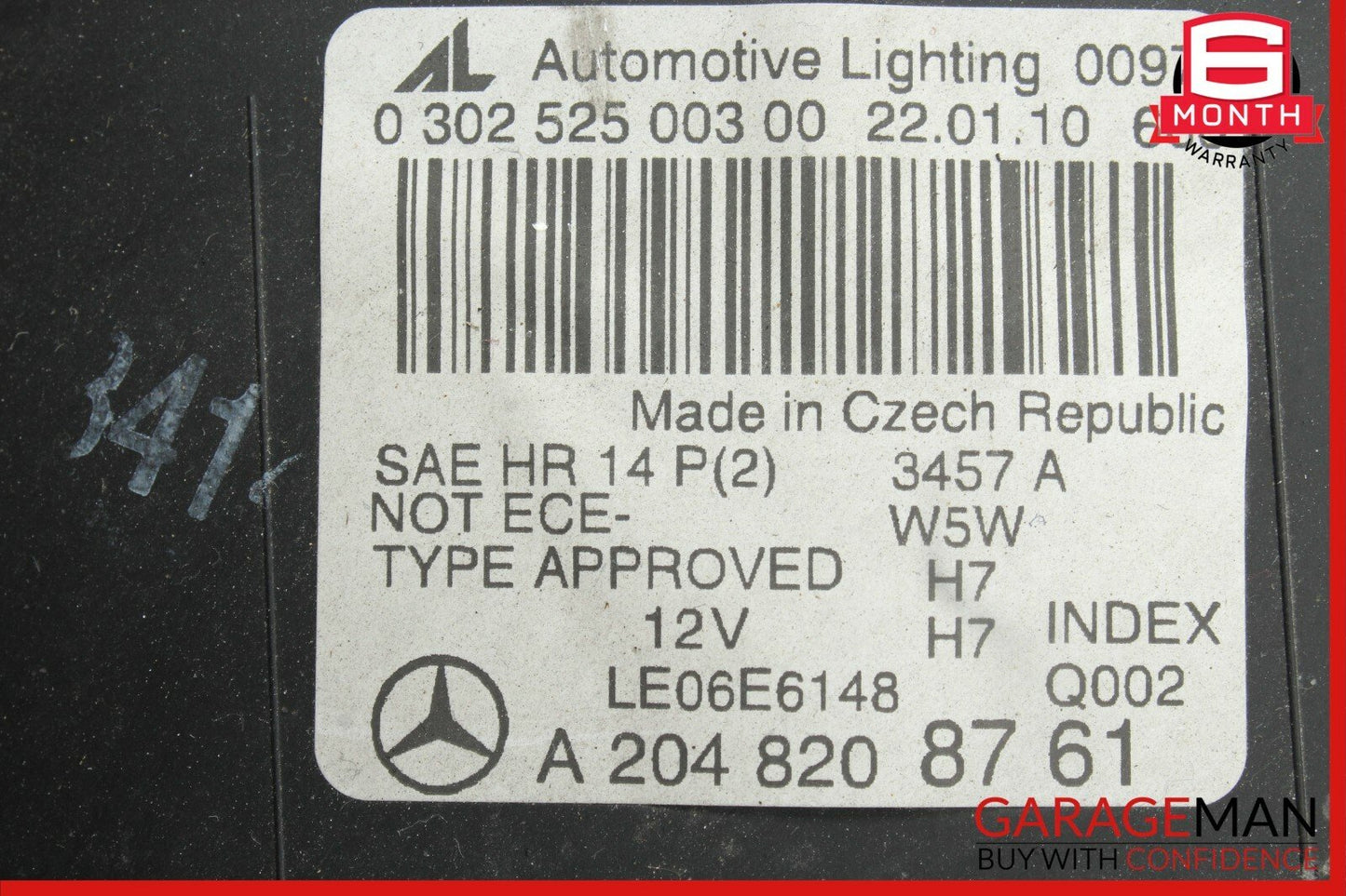 08-11 Mercedes W204 C300 C350 Front Left Side Headlight Head Light Lamp Halogen