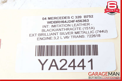04-07 Mercedes W203 C320 C55 AMG Front Left Side Mirror Door Rear View OEM